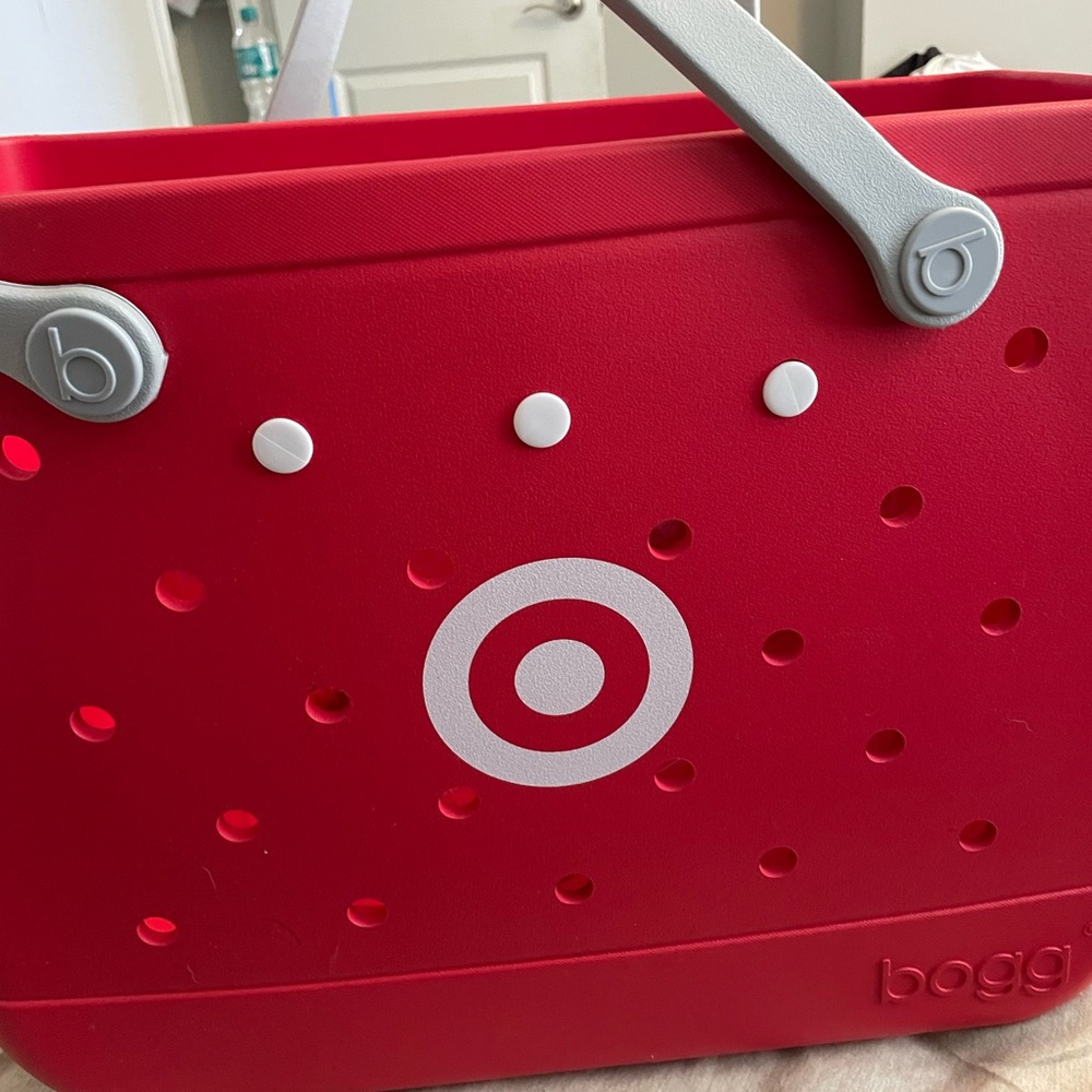 Red Target Bogg Tote Bag with Gray Handles